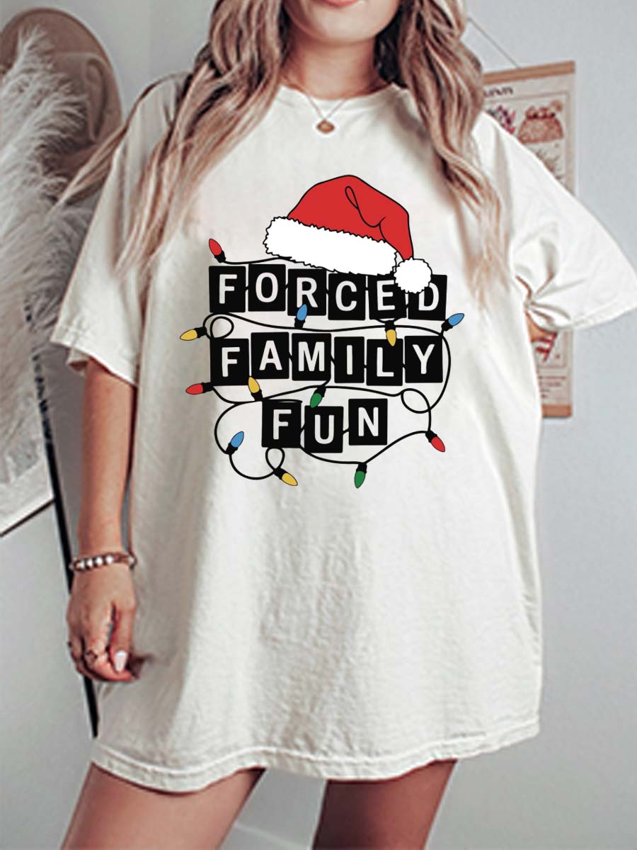 Vintage Forced Family Fun Oversize Graphic Tee