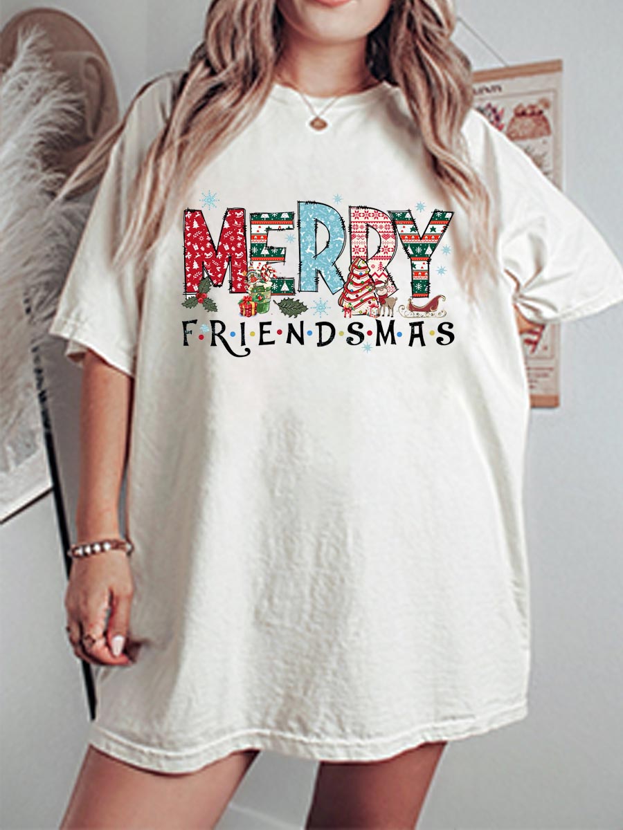 Vintage Friends Christmas Oversize Graphic Tee