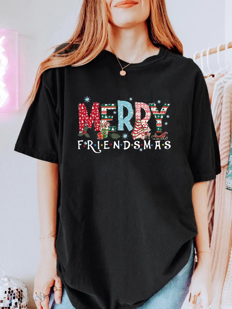 Vintage Friends Christmas Oversize Graphic Tee