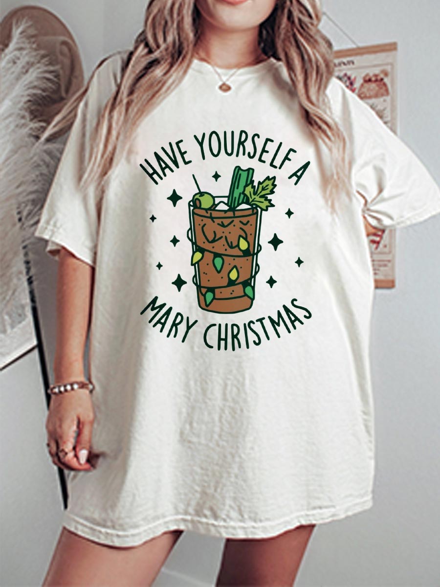 Vintage Mary Christmas Oversize Graphic Tee