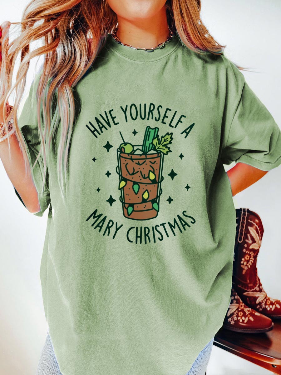 Vintage Mary Christmas Oversize Graphic Tee