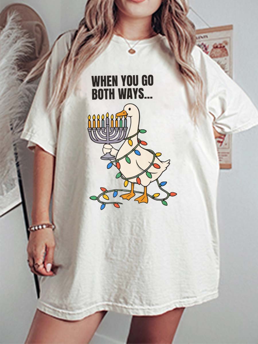 Vintage Christmas Hannukah Oversize Graphic Tee