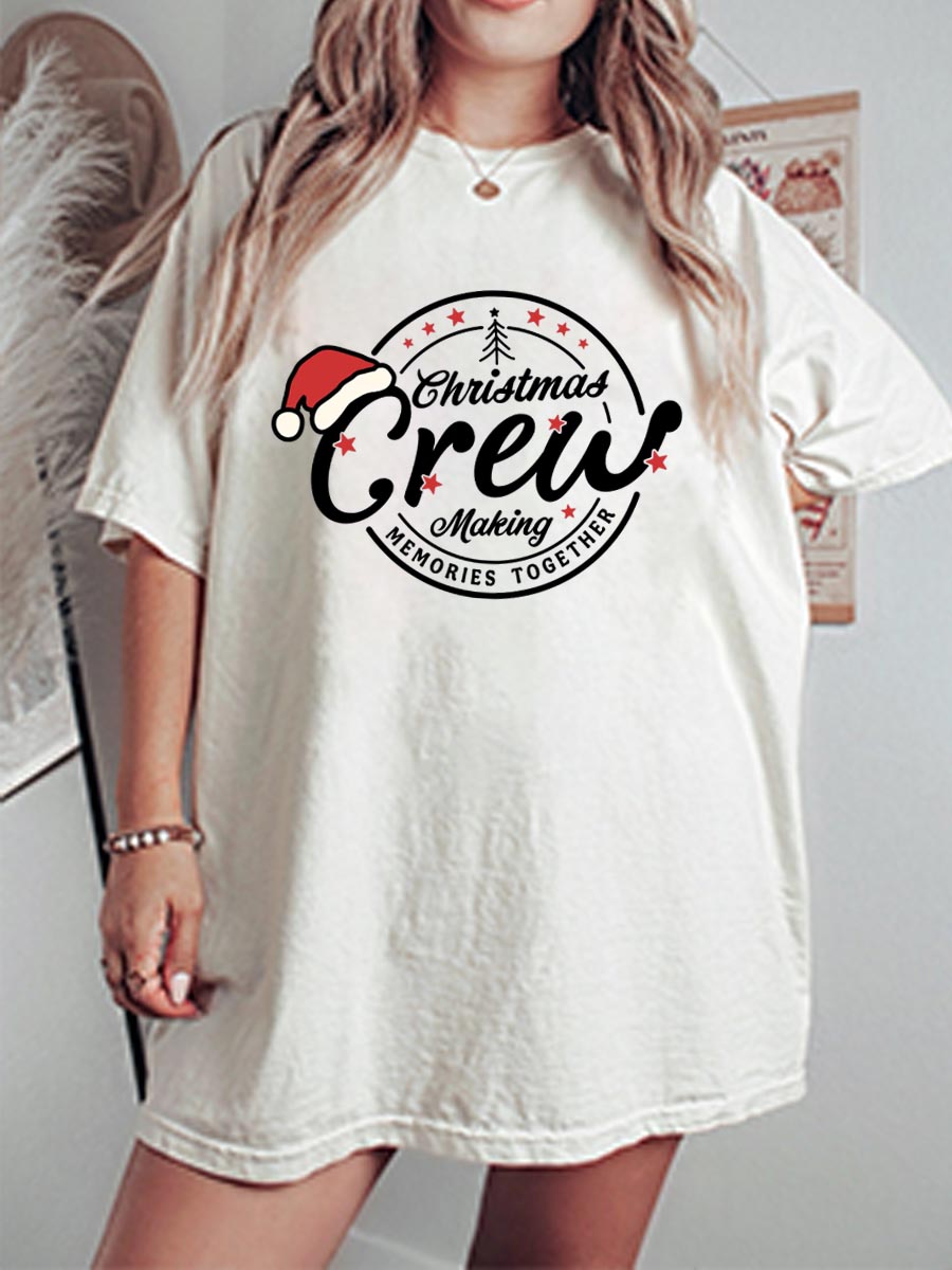 Vintage Christmas Crew Making Memories Together Oversize Graphic Tee