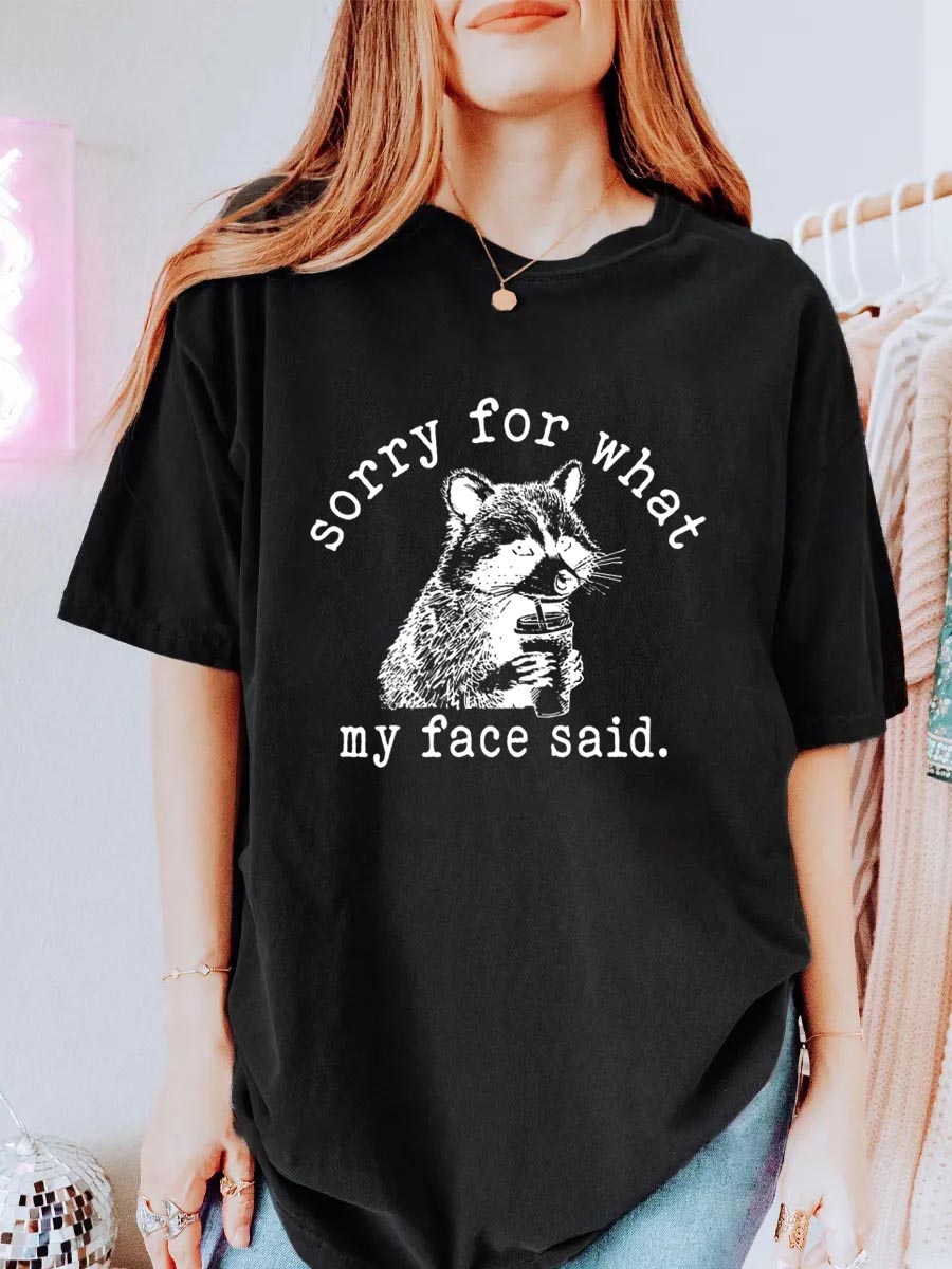 Vintage Sorry For What My Face Said Oversize Graphic Tee