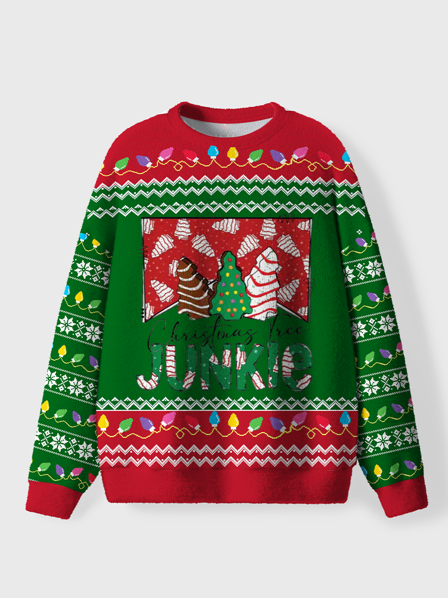 Vintage Christmas Tree Junkie Ugly Sweater