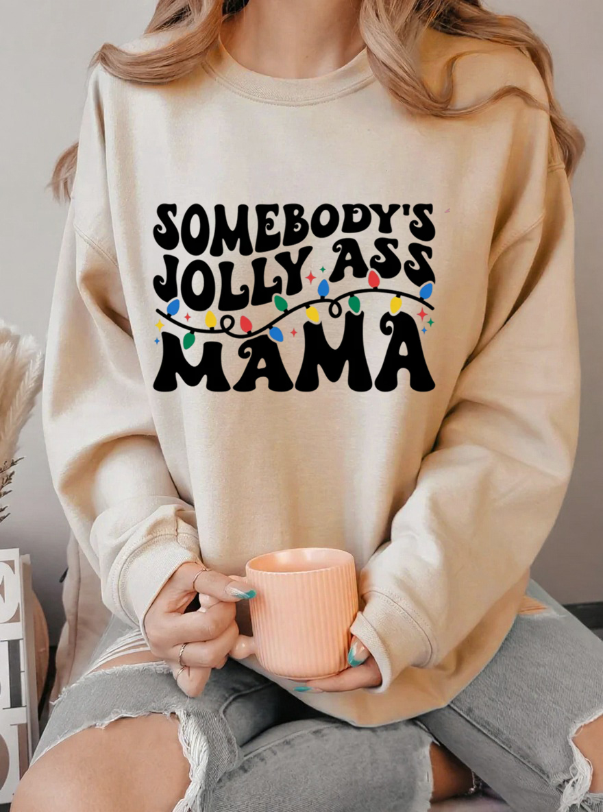 Vintage Somebody's Jolly Ass Mama Oversize Graphic Sweatshirt