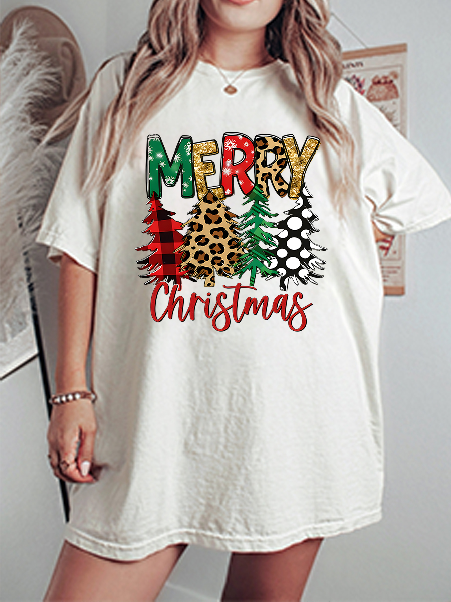 Vintage Merry Christmas Oversize Graphic Tee