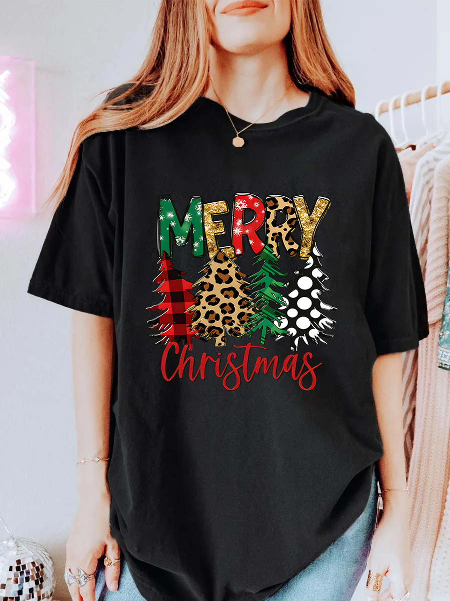 Vintage Merry Christmas Oversize Graphic Tee