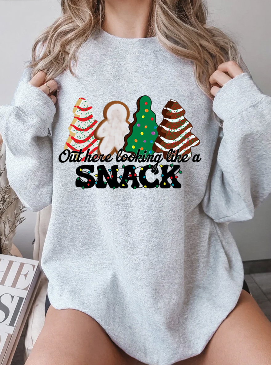 Vintage Out Here Looking Like A Snack Oversize Graphic Sweatshirt