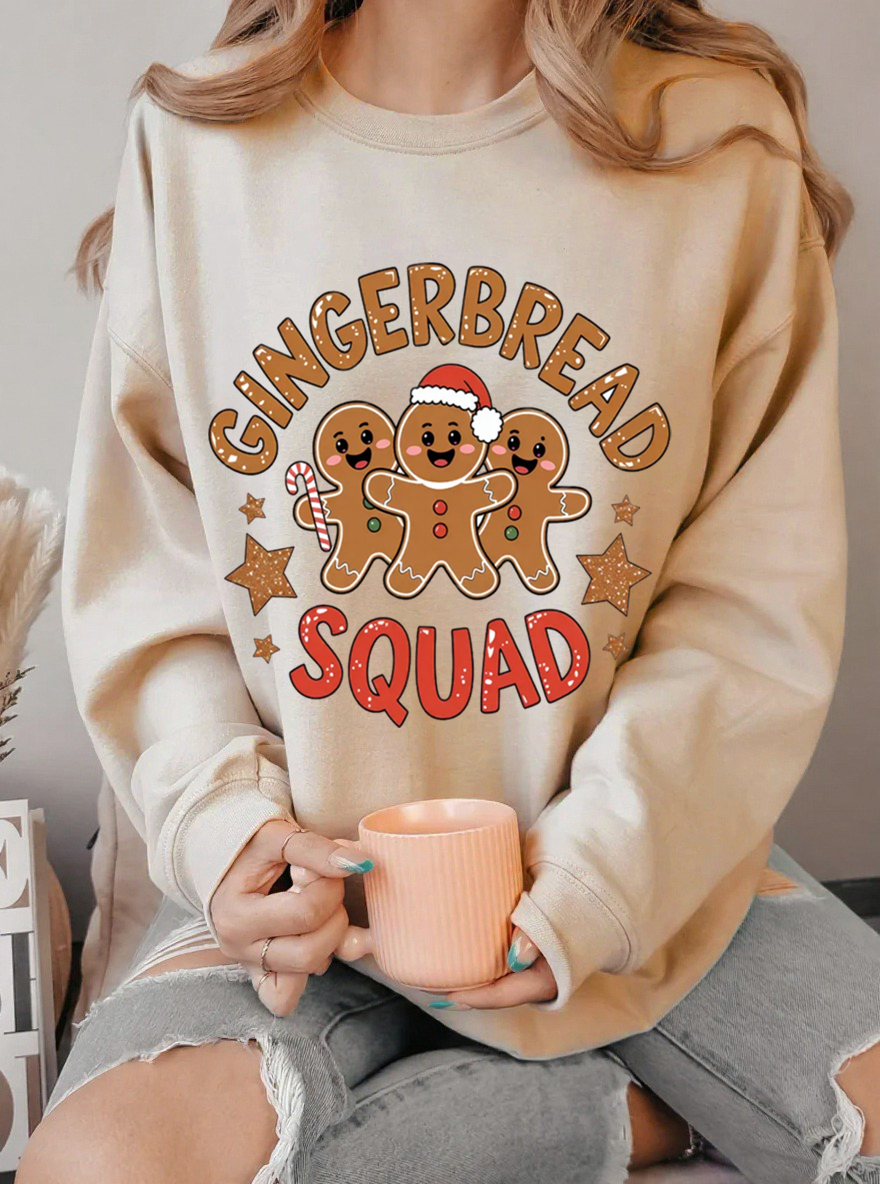 Vintage Gingerbread Squad Oversize Graphic Sweatshirt