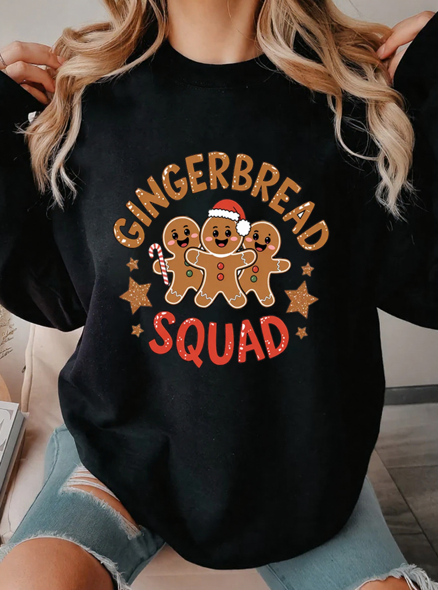 Vintage Gingerbread Squad Oversize Graphic Sweatshirt