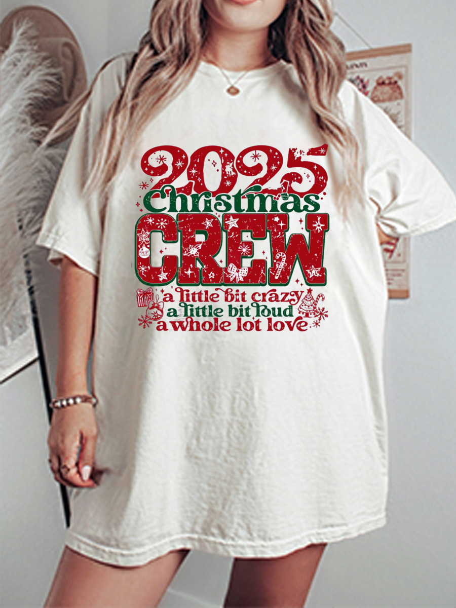 Vintage Christmas 2025 Oversize Graphic Tee