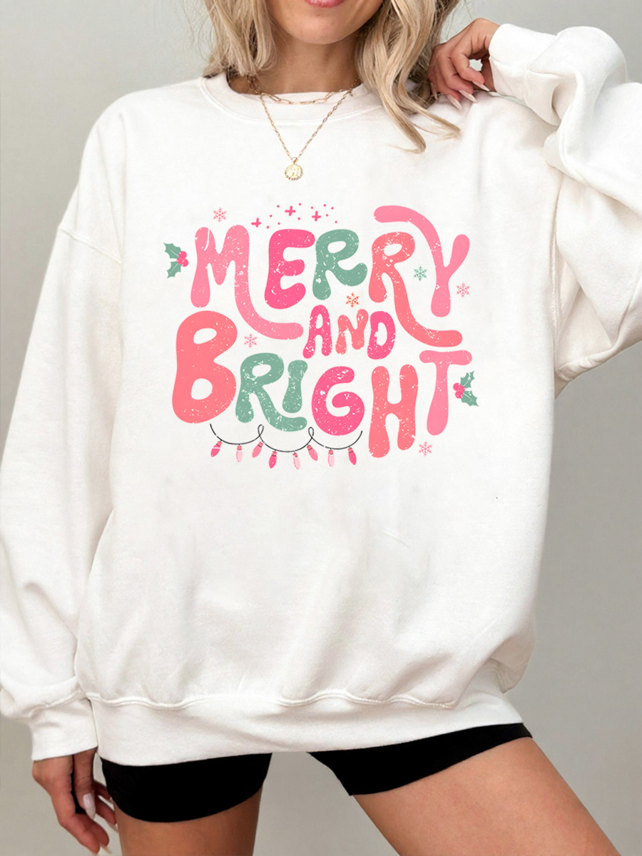 Vintage Merry And Bright Oversize Graphic Sweatshirt