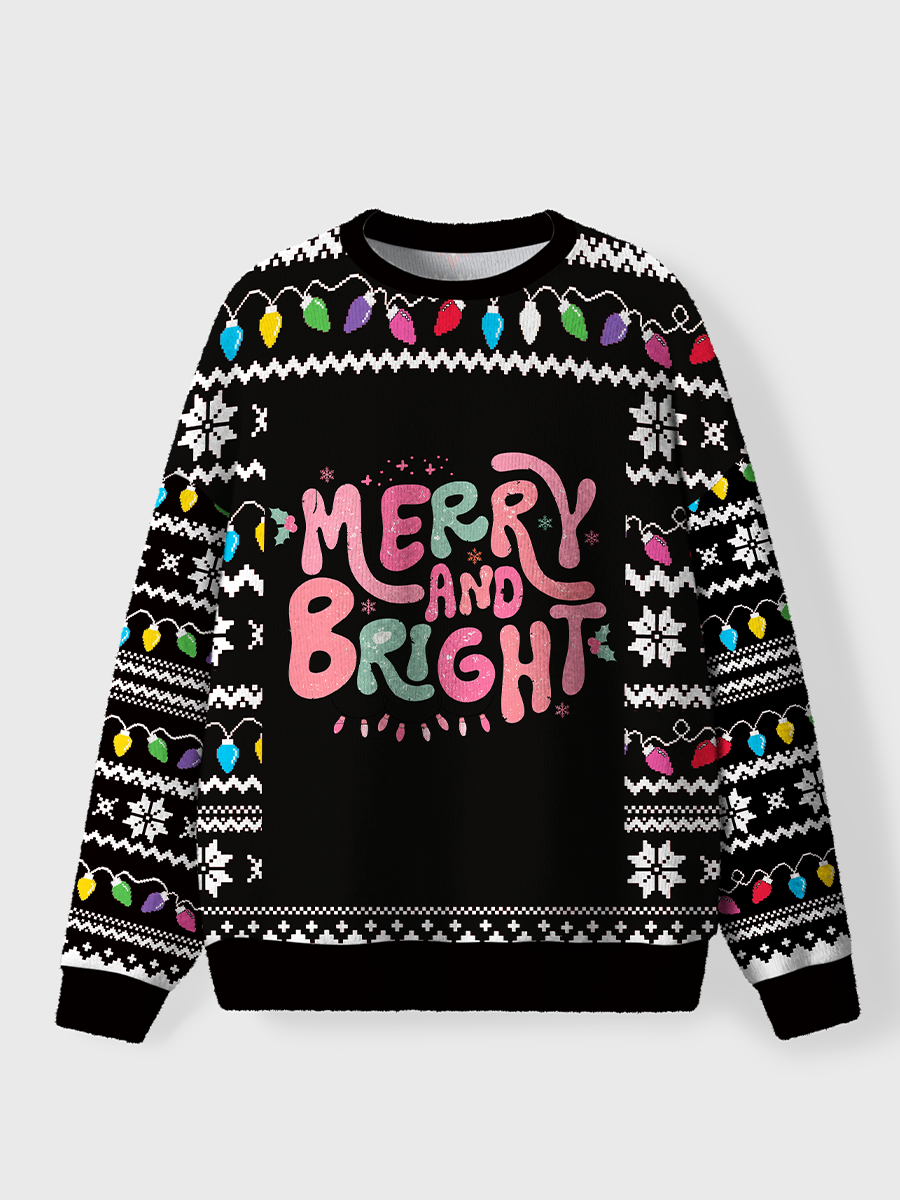 Vintage Merry And Bright Oversize Graphic Tee Ugly Sweater