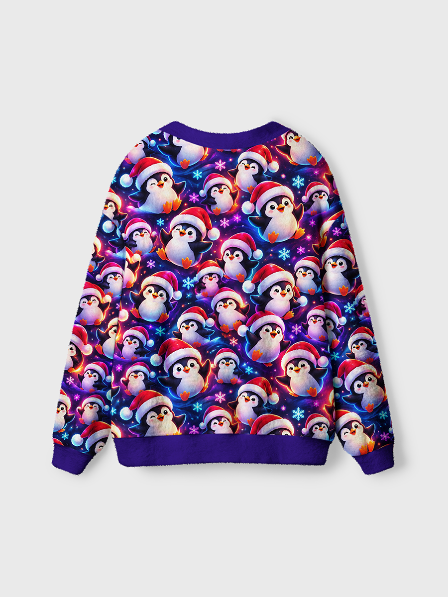 Vintage Christmas Penguin Snowflake Cardigan Sweaters