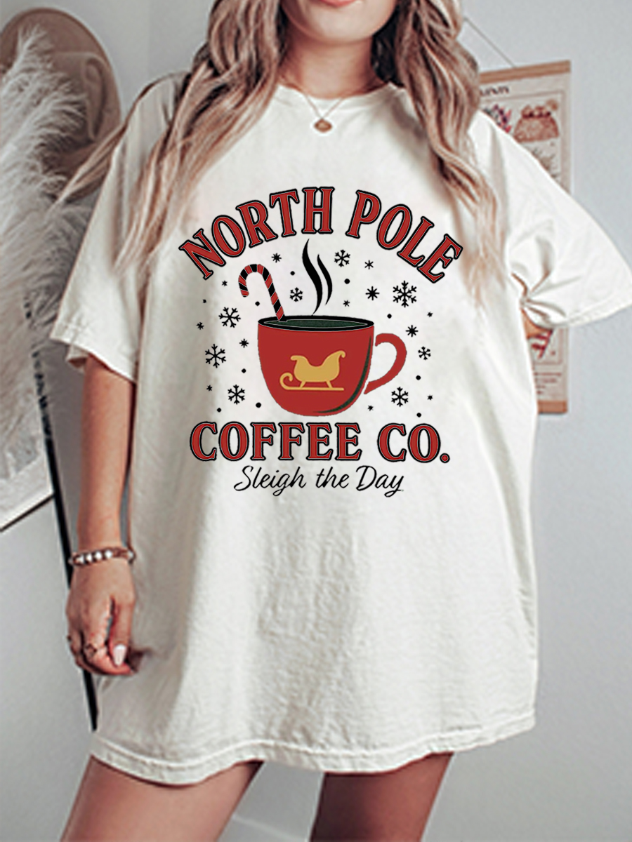 Vintage Christmas Coffee Oversize Graphic Tee