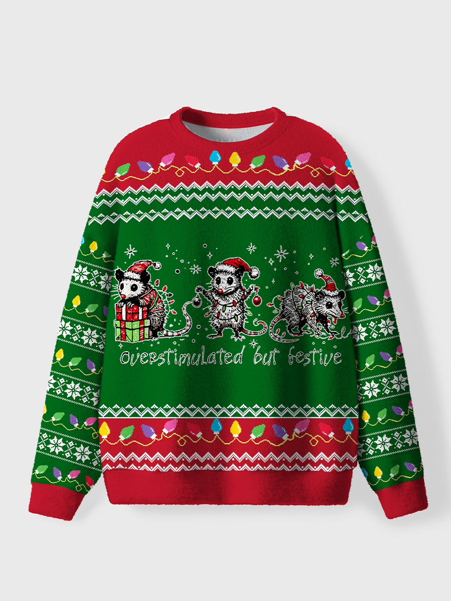 Vintage Overstimulated But Festive Ugly Sweater