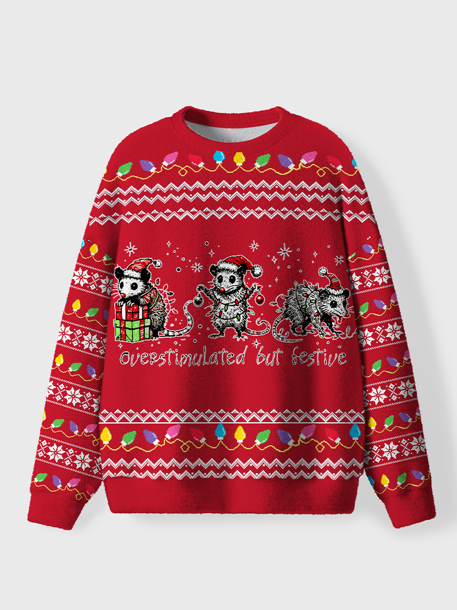 Vintage Overstimulated But Festive Ugly Sweater