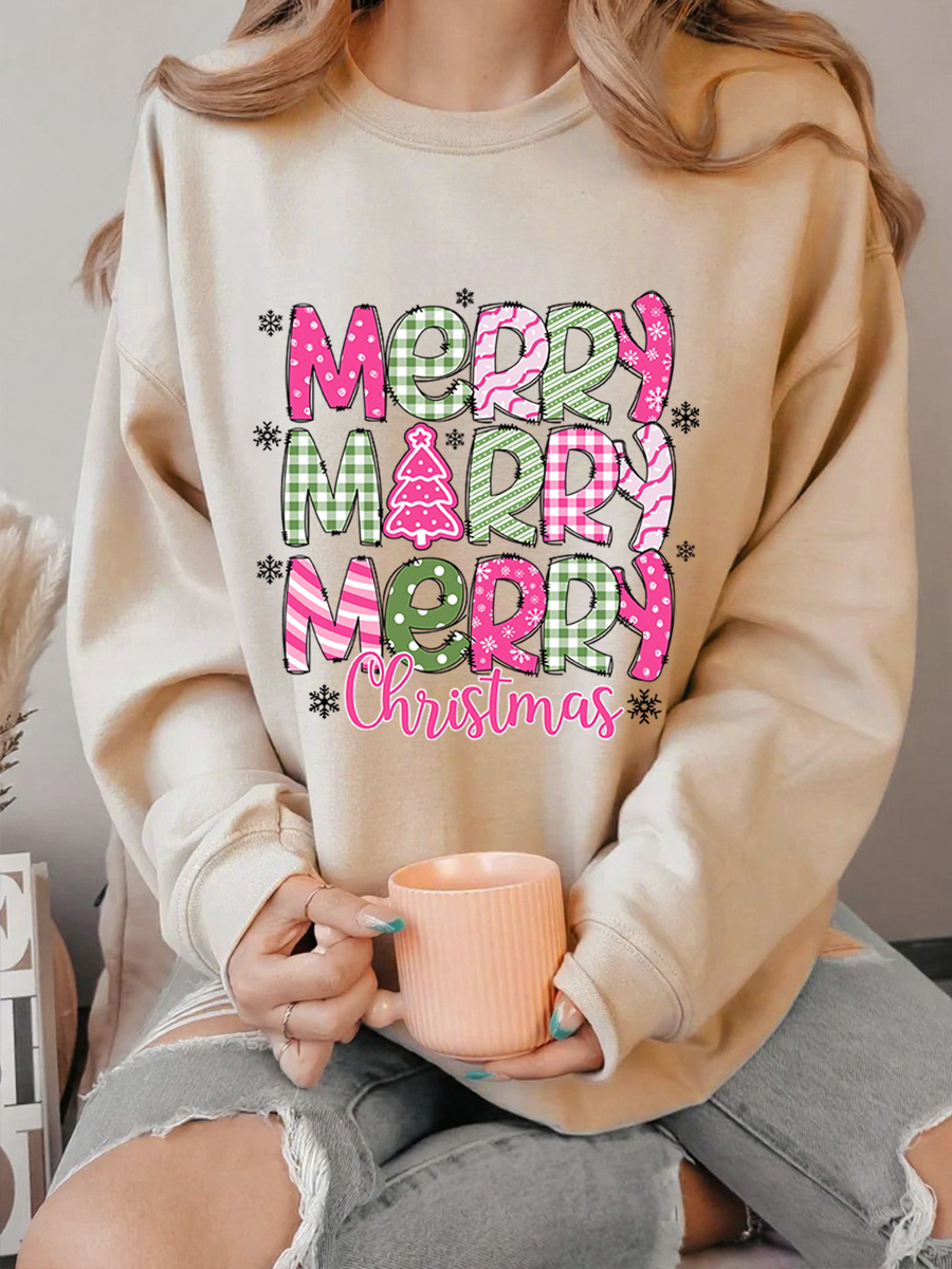 Vintage Merry Christmas Snowflake Oversize Graphic Sweatshirt