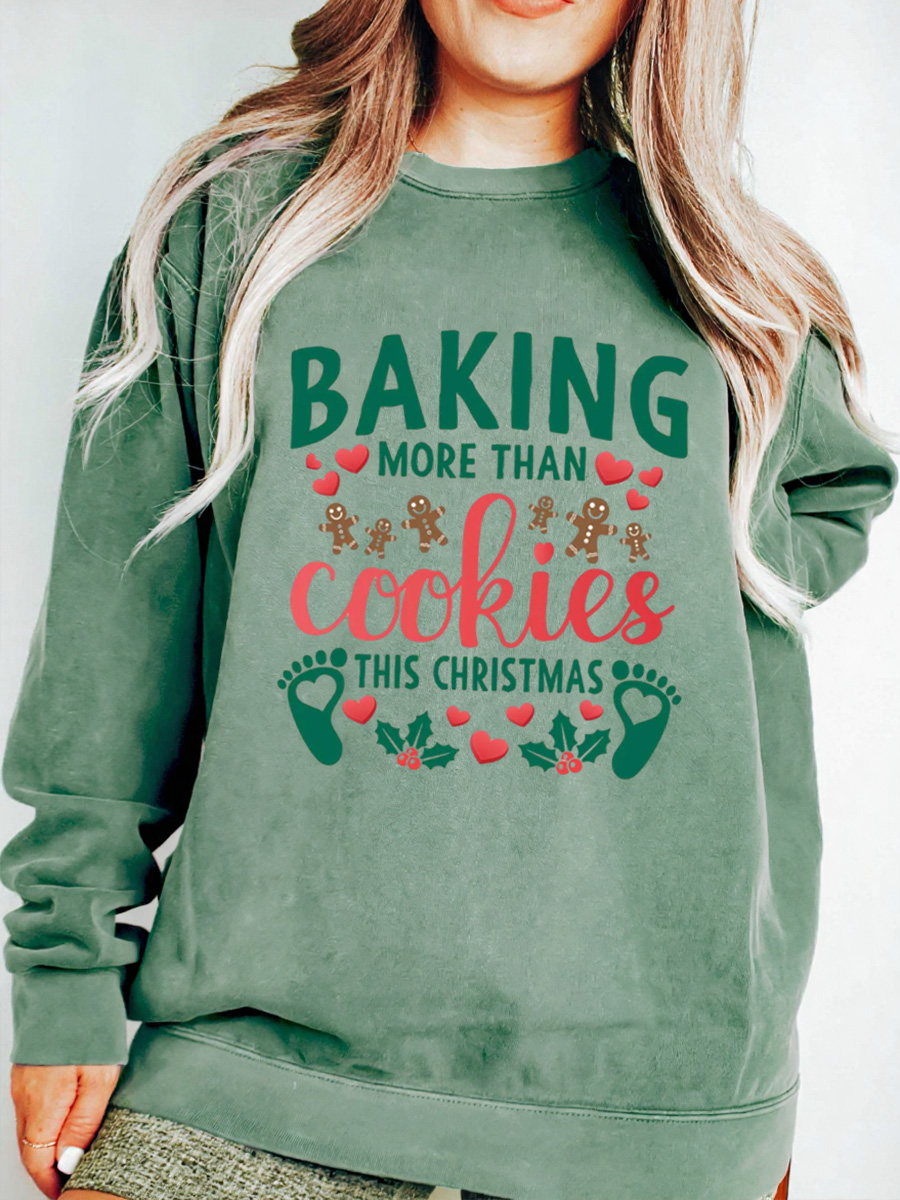 Vintage Christmas Pregnancy Announcement Oversize Graphic Sweatshirt
