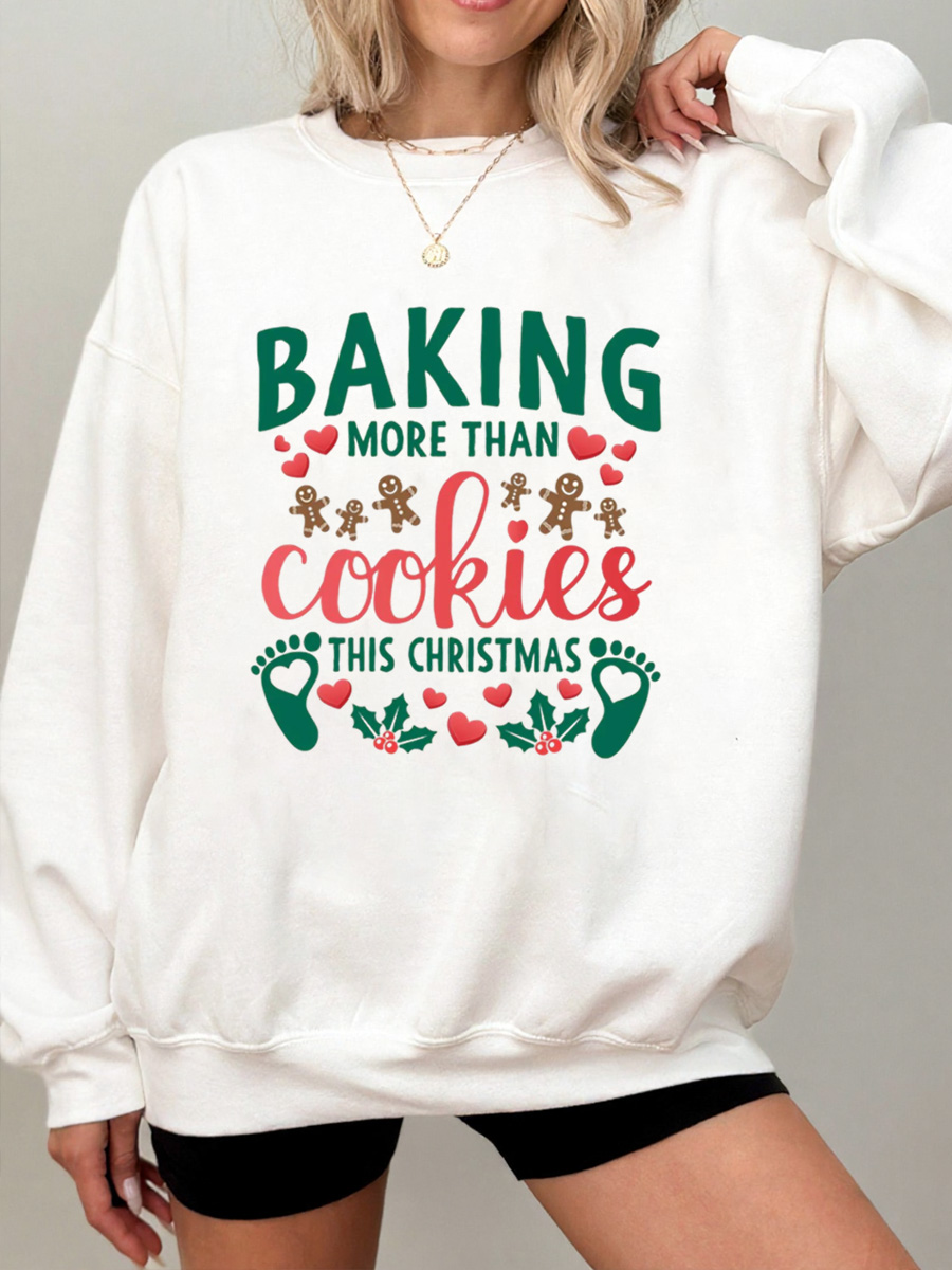 Vintage Christmas Pregnancy Announcement Oversize Graphic Sweatshirt