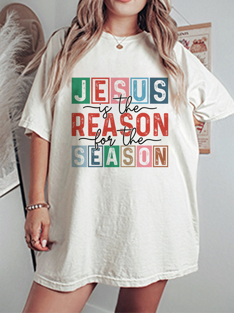 Vintage Jesus Is The Reason For The Season Oversize Graphic Tee