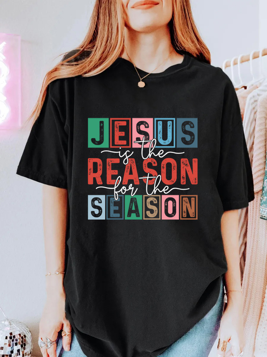 Vintage Jesus Is The Reason For The Season Oversize Graphic Tee