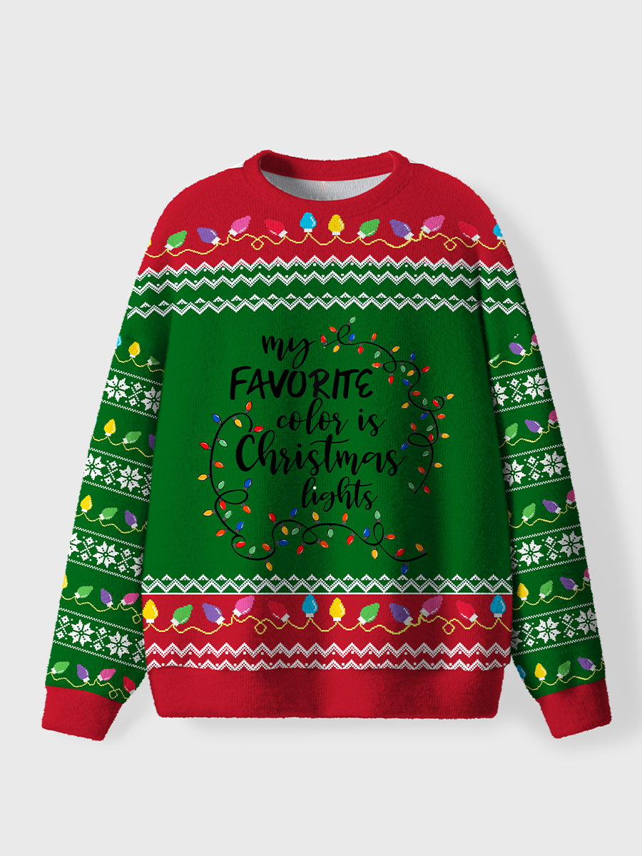 Vintage My Favorite Color Is Christmas Lights Ugly Sweater