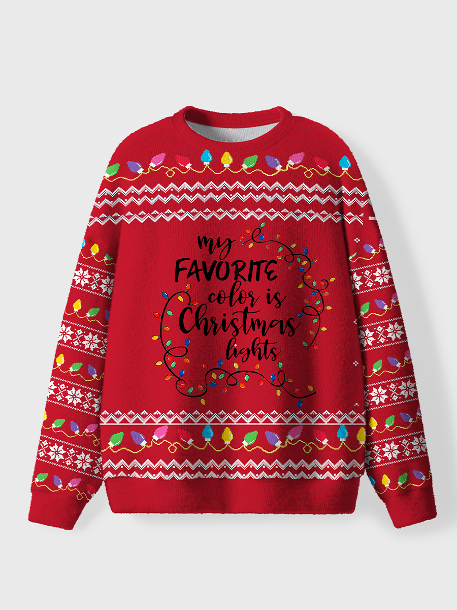 Vintage My Favorite Color Is Christmas Lights Ugly Sweater