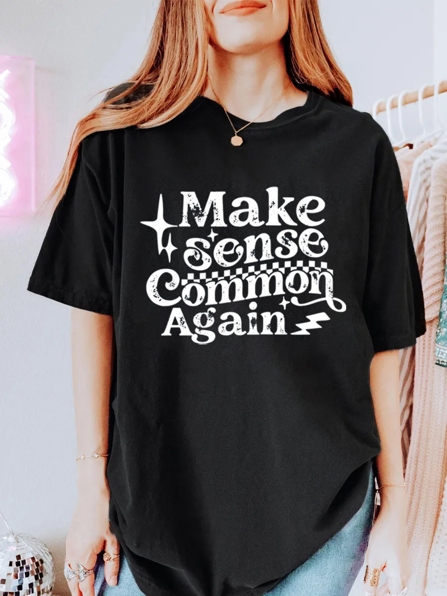 Vintage Make Sense Common Again Oversize Graphic Tee