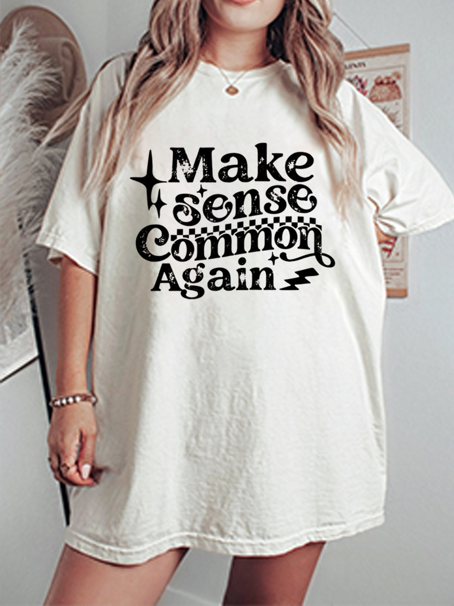 Vintage Make Sense Common Again Oversize Graphic Tee