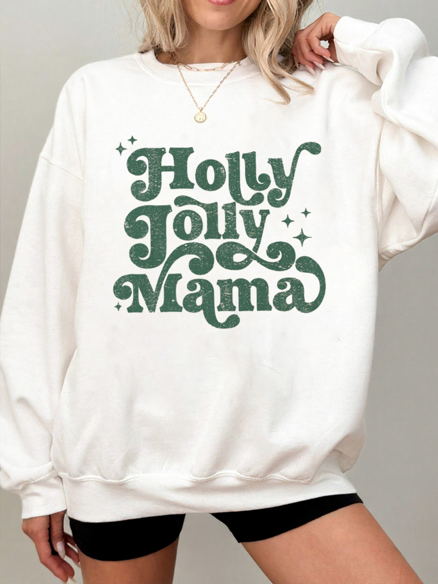 Vintage Holly Jolly Mama Oversize Graphic Sweatshirt