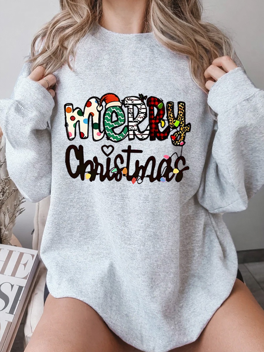 Vintage Meery Christmas Oversize Graphic Sweatshirt