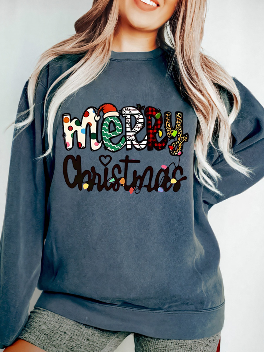 Vintage Meery Christmas Oversize Graphic Sweatshirt