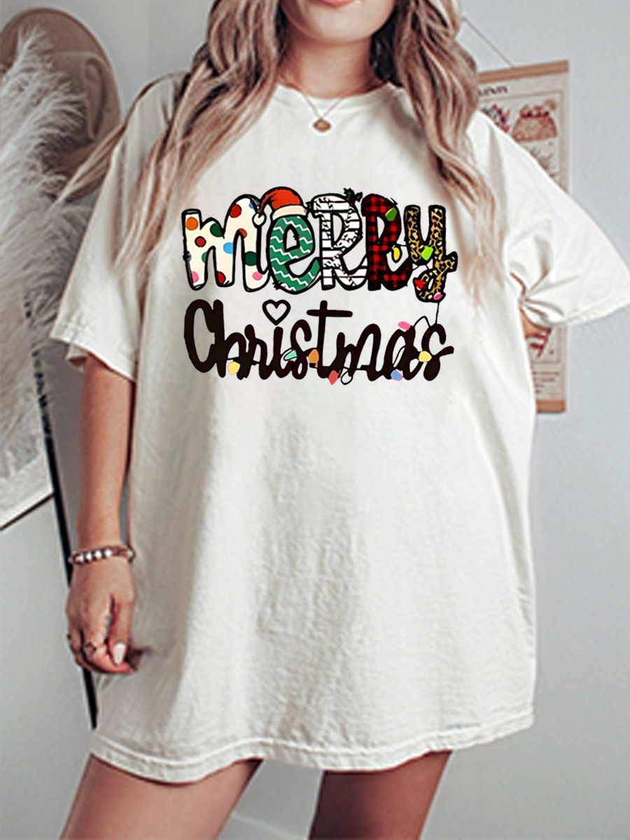 Vintage Meery Christmas Oversize Graphic Tee