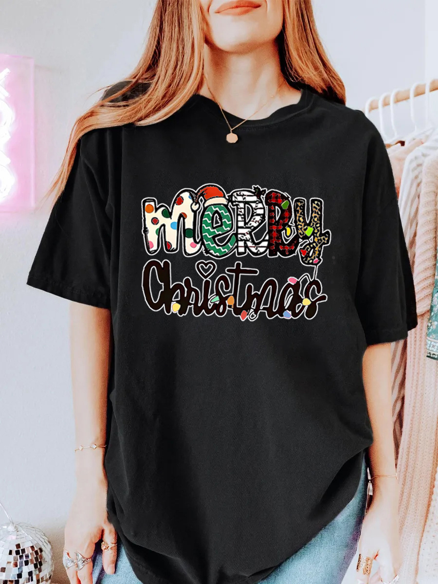 Vintage Meery Christmas Oversize Graphic Tee