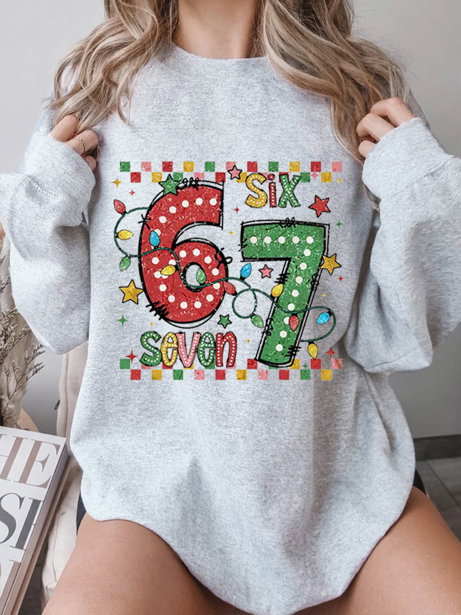 Vintage Six Seven Christmas Oversize Graphic Sweatshirt