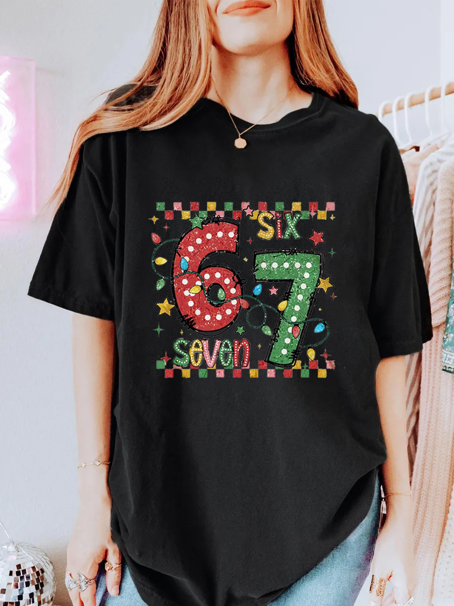 Vintage Six Seven Christmas Oversize Graphic Tee