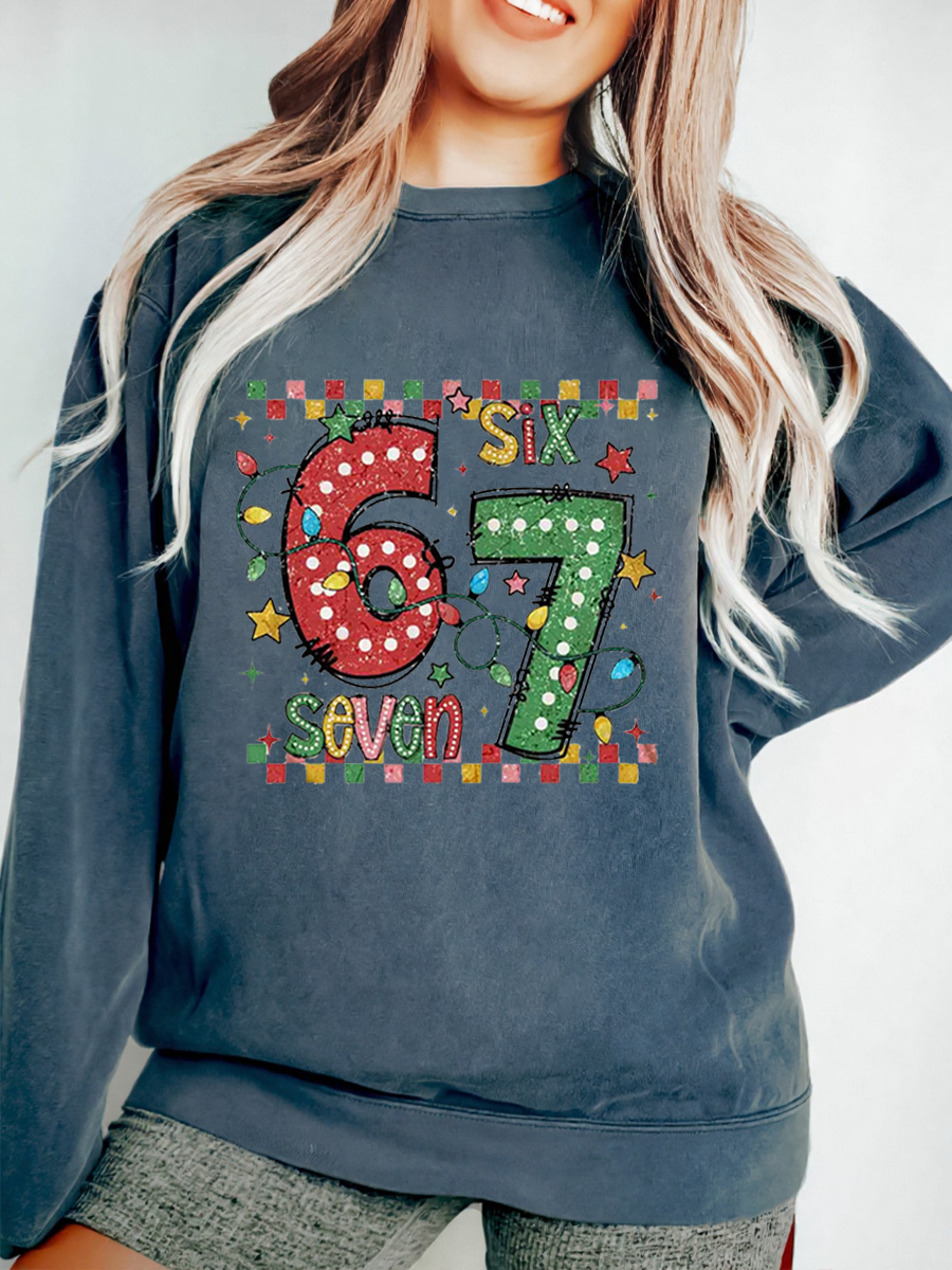 Vintage Six Seven Christmas Oversize Graphic Sweatshirt