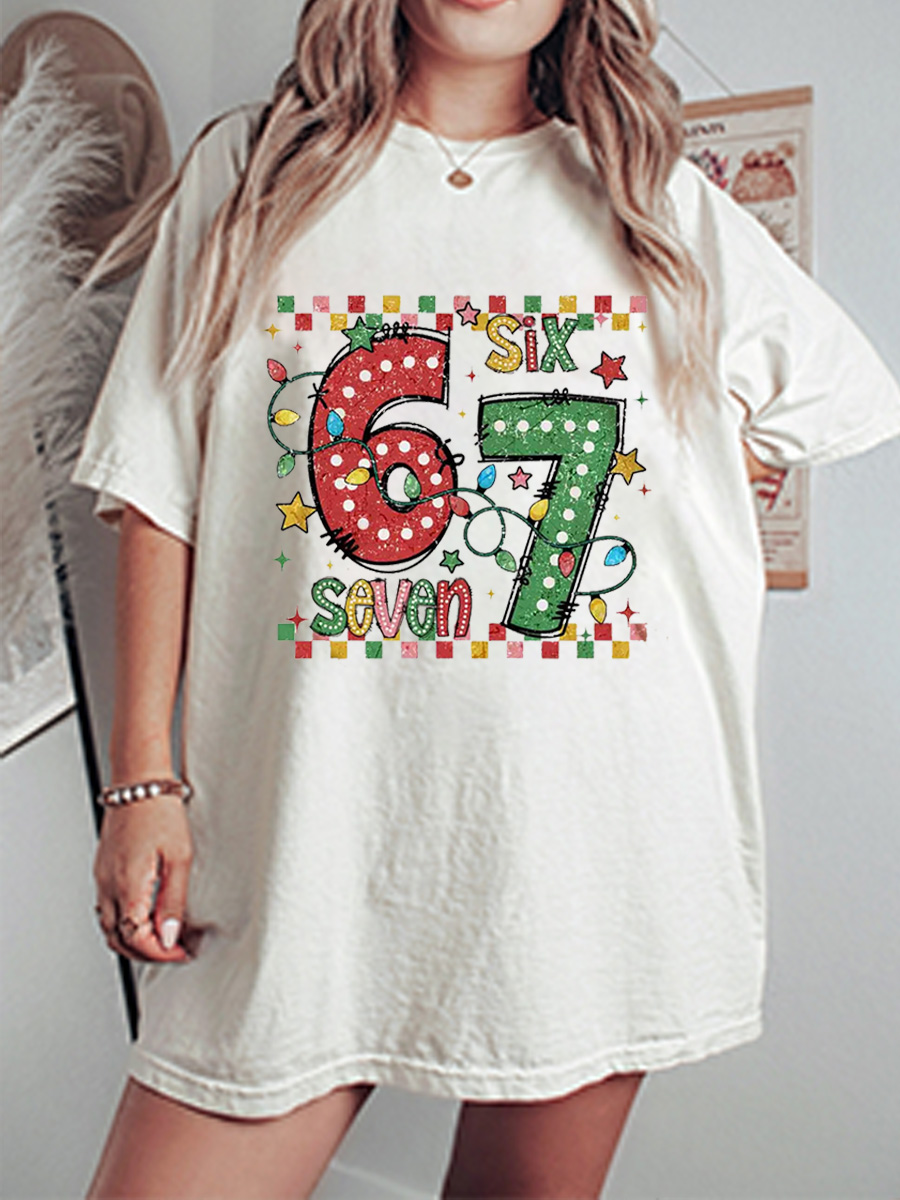 Vintage Six Seven Christmas Oversize Graphic Tee