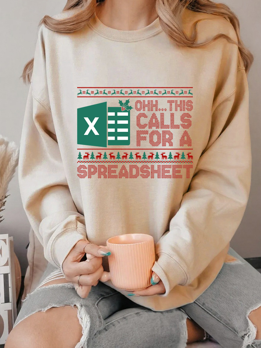 Vintage Ohh This Calls For A Spreadsheet Oversize Graphic Sweatshirt