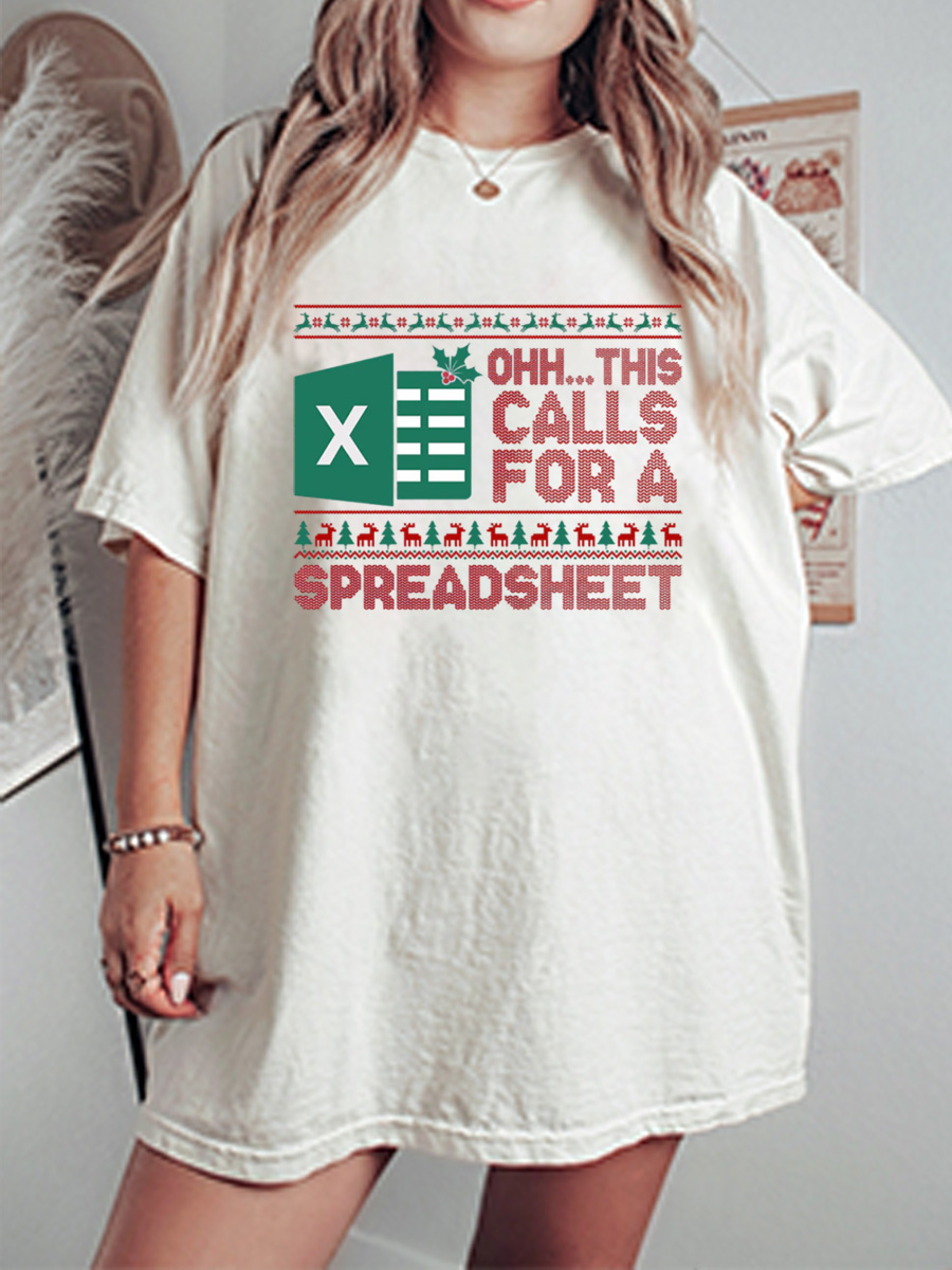 Vintage Ohh This Calls For A Spreadsheet Oversize Graphic Tee