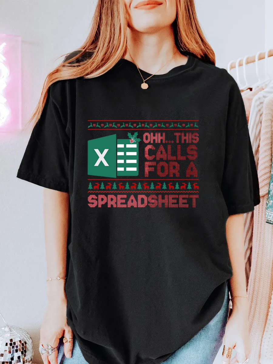 Vintage Ohh This Calls For A Spreadsheet Oversize Graphic Tee
