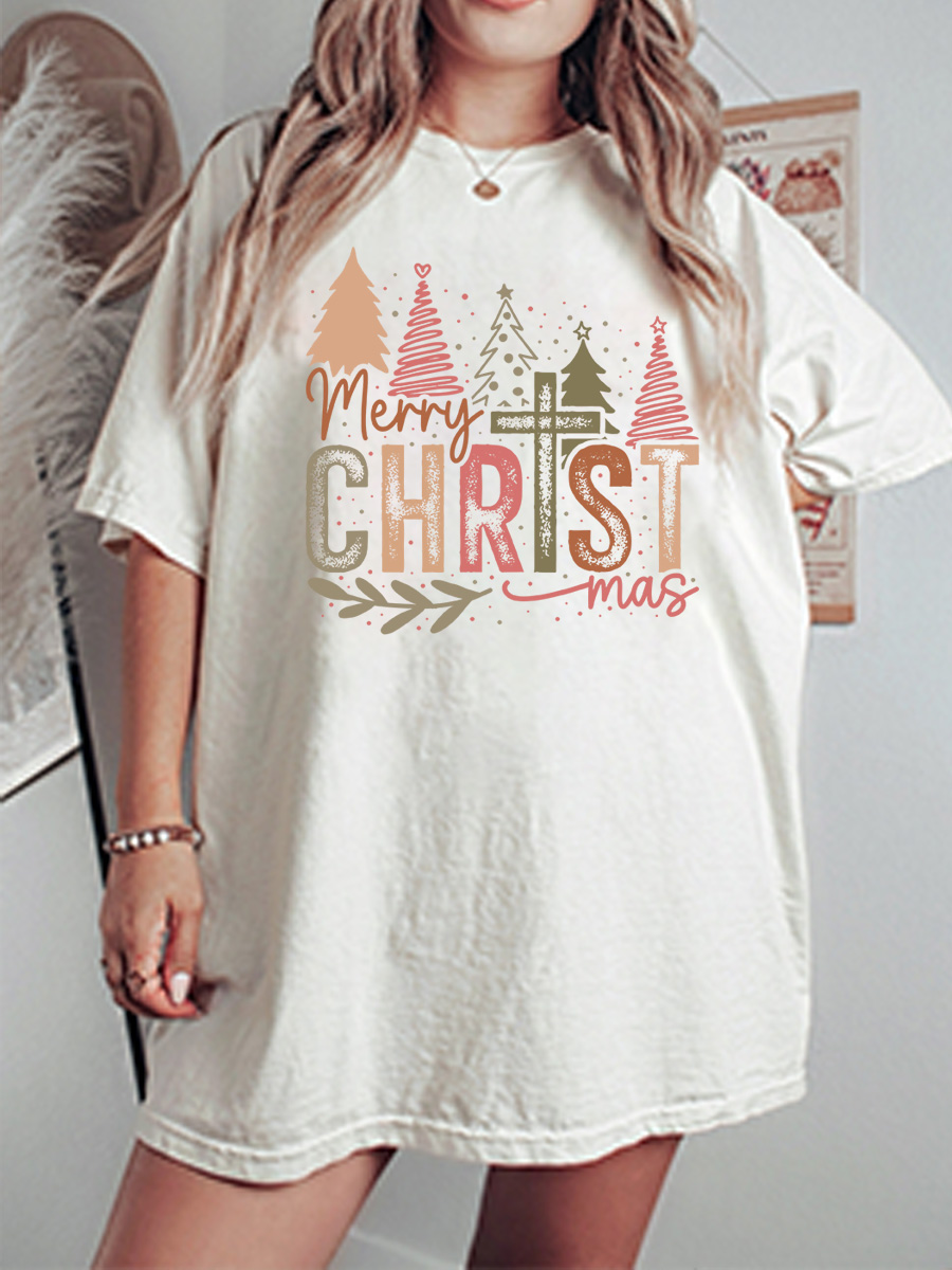 Vintage Merry Christmas Oversize Graphic Tee