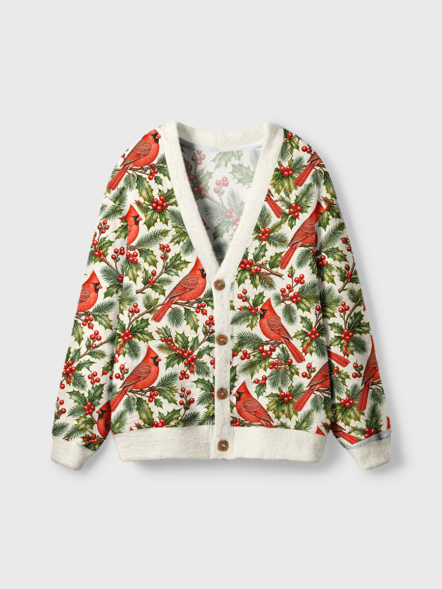 Vintage Cardinal Holly Branch Cardigan Sweaters