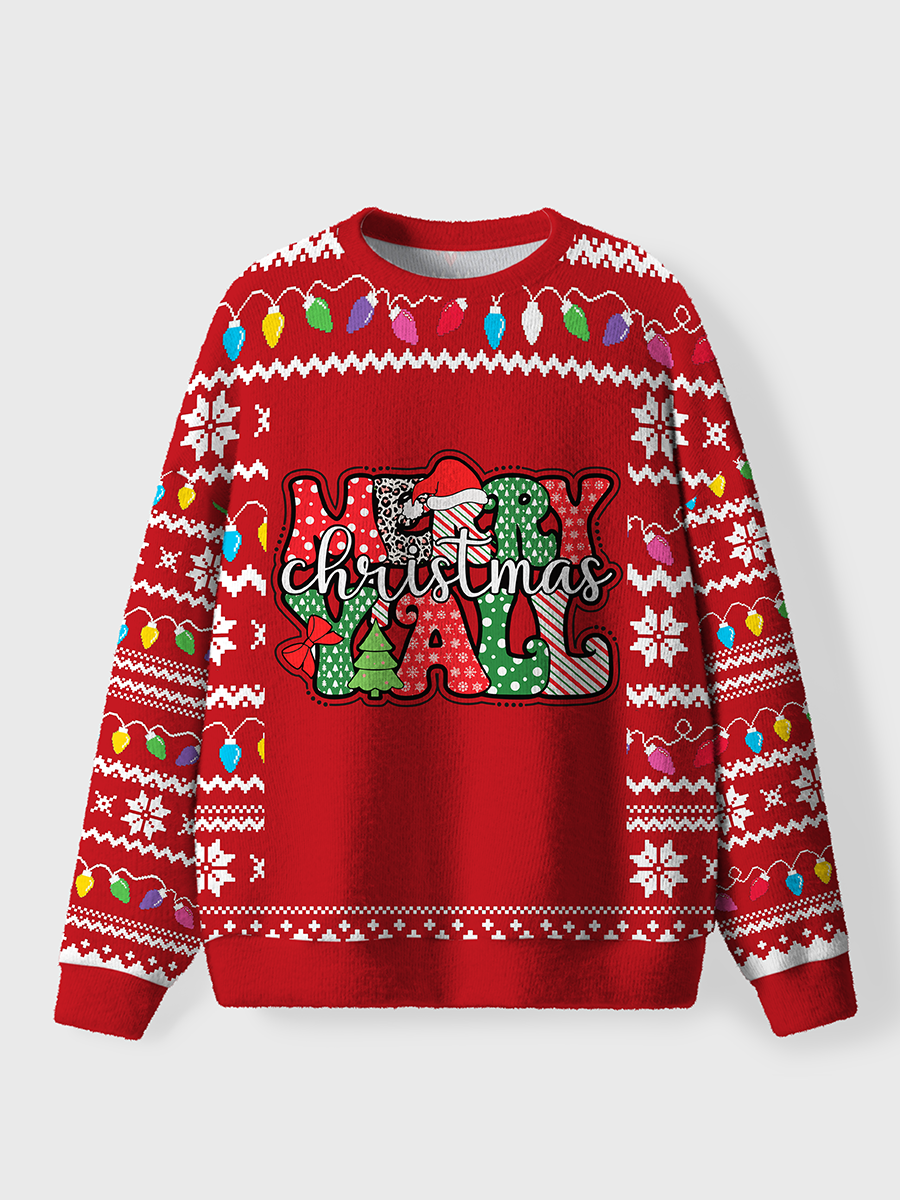 Vintage Merry Christmas Oversize Graphic Tee Ugly Sweater