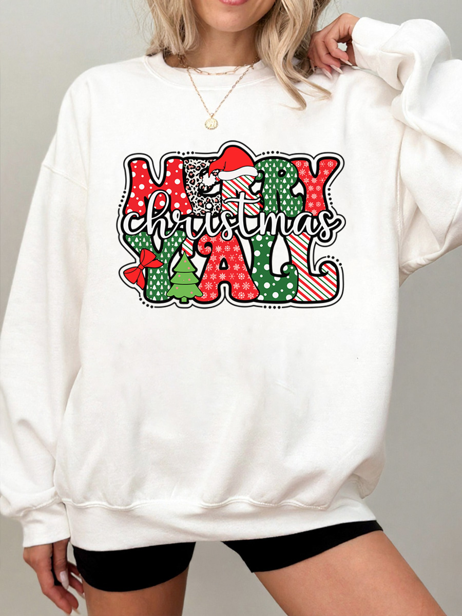 Vintage Merry Christmas Oversize Graphic Sweatshirt