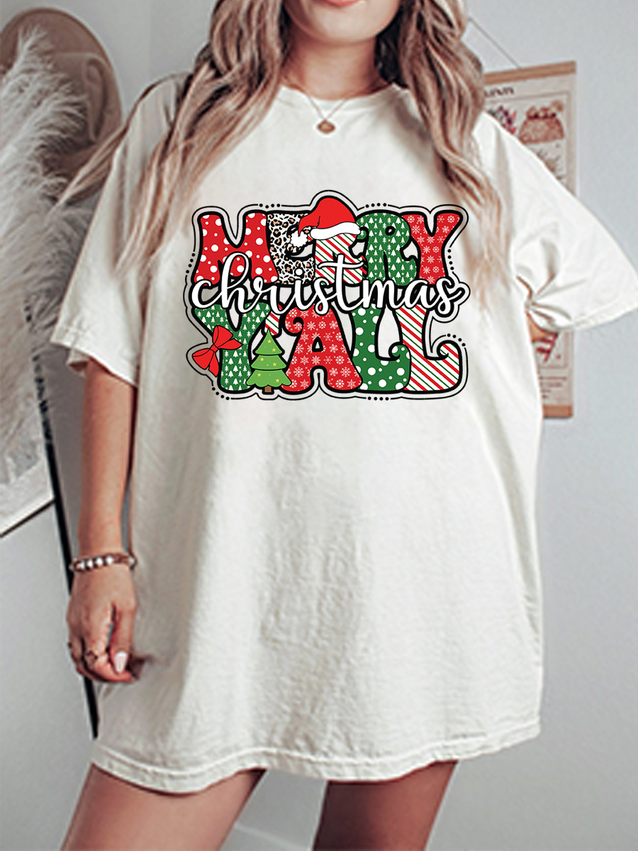 Vintage Merry Christmas Oversize Graphic Tee