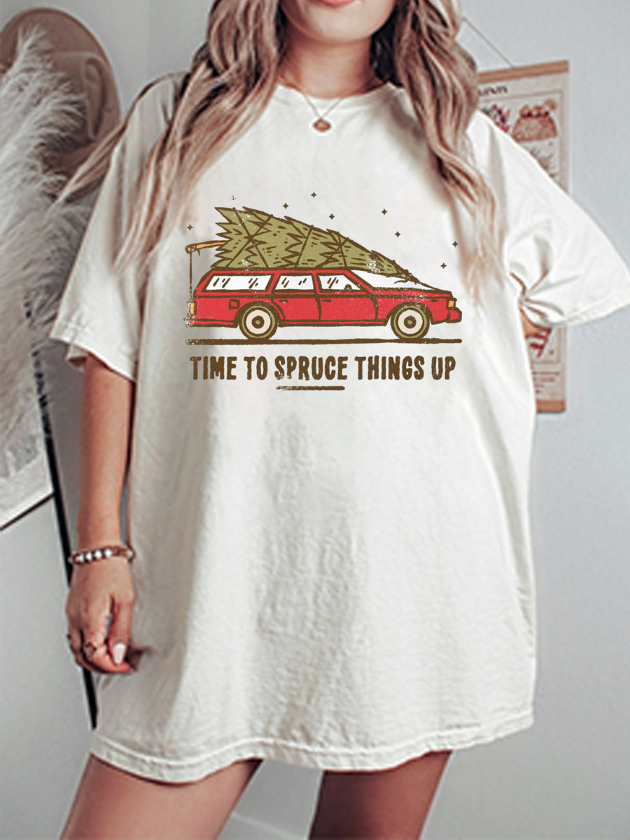 Vintage Time To Spruce Things Up Oversize Graphic Tee