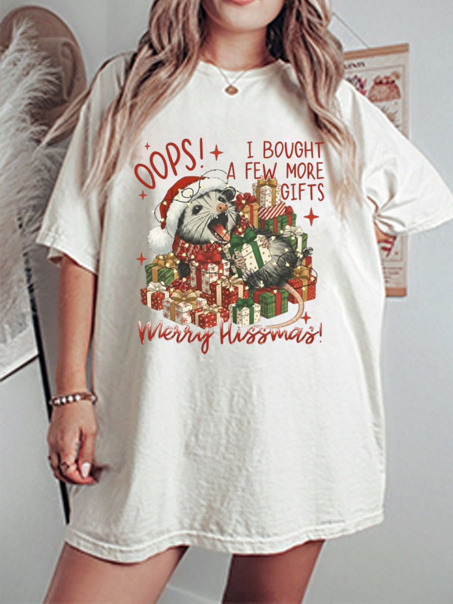 Vintage Oops Possum Xmas Holiday Chaos Oversize Graphic Tee